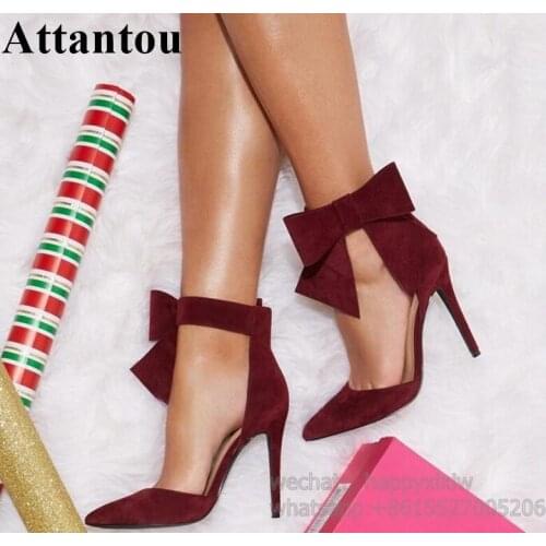 Designer Suede Butterfly-knot Heels Sandals Women Bowknot Decorated Pointy Stiletto Heel Pumps Cut-out Ladies Dress Shoes