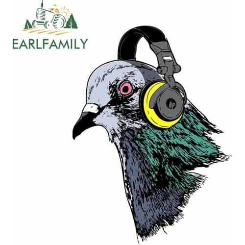 EARLFAMILY 13cm x 12.6cm for Techno Pigeon Vinyl Car Stickers Personality Snowboard DIY Waterproof Scratch-proof Window Decal