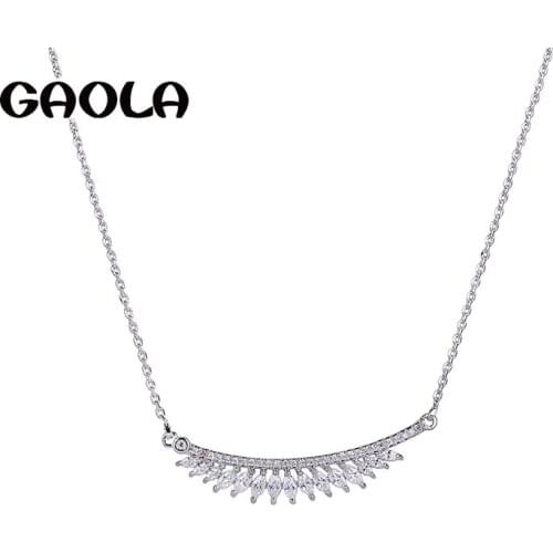 GAOLA Vintage Plant Pendants Necklace Silver Color Cubic Zirconia Jewelry For Women Accessories GLD1180