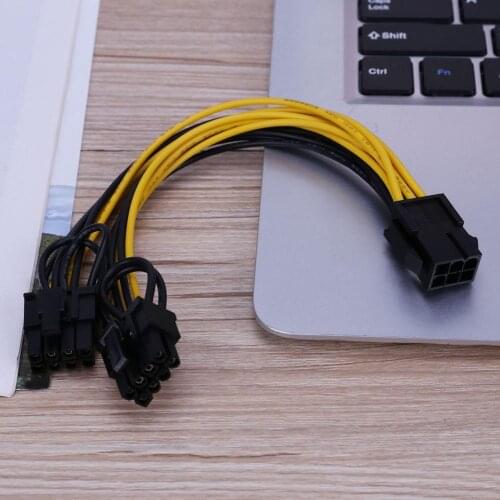6Pin Power Cable Connector Extender Cable for Computer Case Port to Dual 8(6+2)Pin Port Splitter Power Cable for Graphic Cards