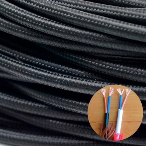 8M Fabric Cable Cord Vintage Pendant Light Electrical Wire Twist Braided Retro Textile Electric Wire Lamp Woven Braided Cables