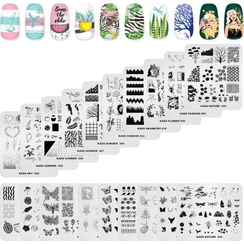 KADS Nail Stamping Plates Kit 20pcs Templates Leaves Flowers Animal Nail Plate Template Image Plate Set Diy Nails Decoration