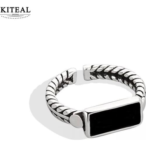 KITEAL 2021 new hit silver color size Resizeable finger Ring for women Square, vintage, vintage opal Factory Wholesale