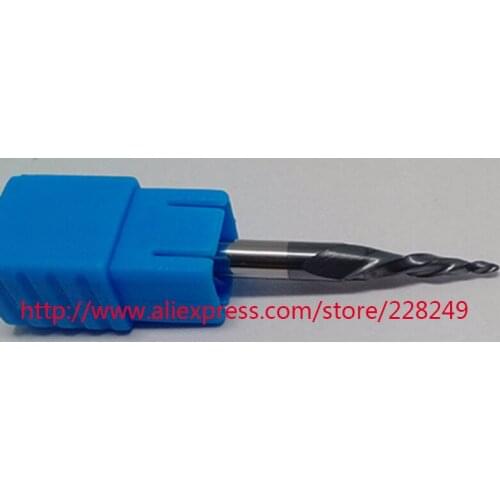 1pc R0.5*D4*20.5*50L*2F HRC55 Tungsten solid carbide Coated Tapered Ball Nose End Mills CNC milling cutters wood knife tools