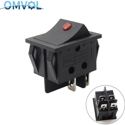 1PC Rocker Switch 4 Pins Sith lamp ON-OFF 16A 250VAC 20A 125VAC