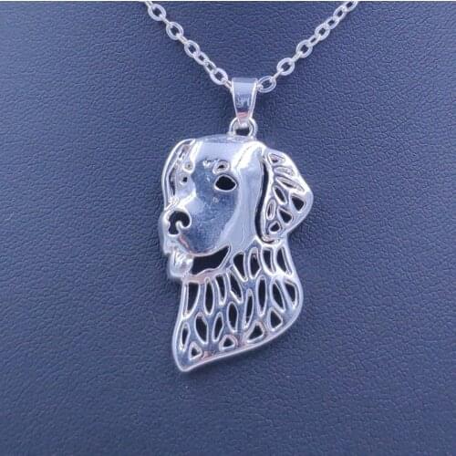 Cute Golden Retriever Necklace Dog Animal Pendant Gold Silver Plated Jewelry For Women Male Female Girls Ladies AKC N046