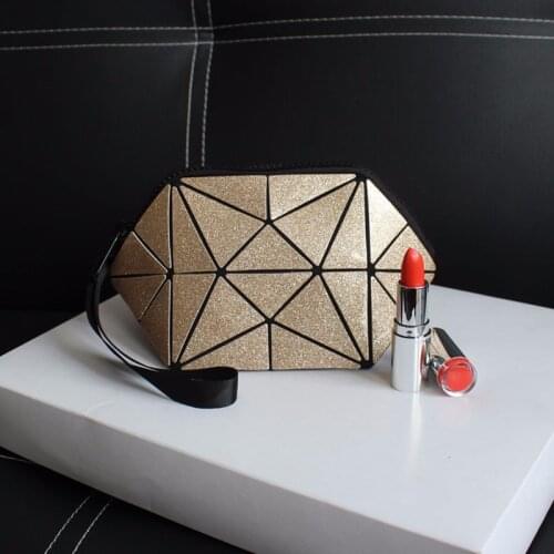 Fashion Isey Miyake PU Leather Cosmetic Bag Women MakeUp Bag Organizer Waterproof Storage Bag Clutch Bolsa Neceser Maquillaje