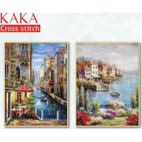 Cross stitch kits,Embroidery needlework sets with printed pattern,11CT-canvas for Home Decor Painting,Landscape Full NCKS081