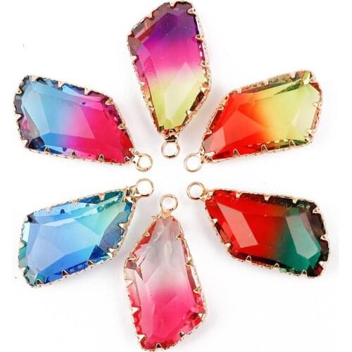 Natural Unique Charms Crystal Golden Plated Irregular Pendant Women DIY Necklaces For Jewelry Making