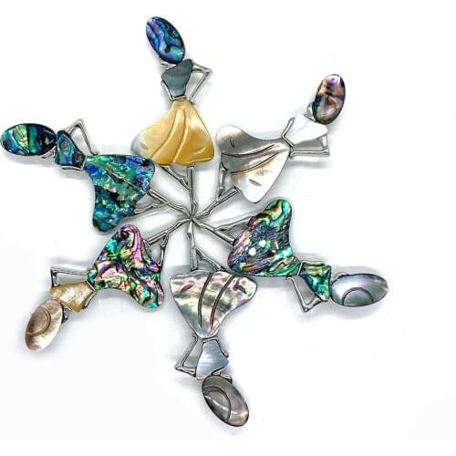 Natural Abalone Shell Pendant Colorful People Wearing Hat Pendant Suitable for DIY Making Exquisite Gift Jewelry Necklace Brooch