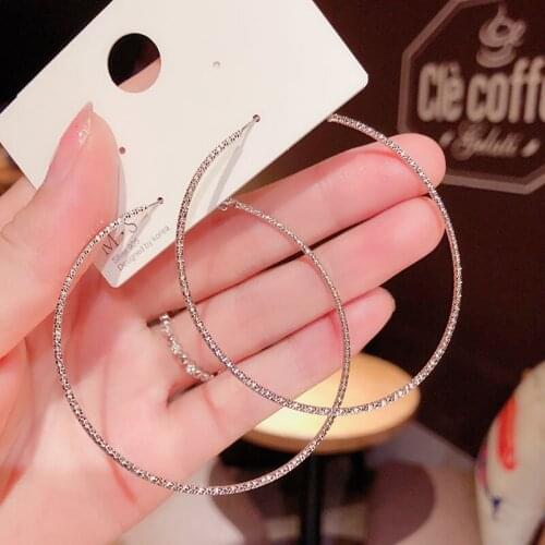 New Fashion Big Hoop Earrings Basketball Brincos Shiny Starry Large Circle Earrings for Women Jewelry Boucles d'oreill