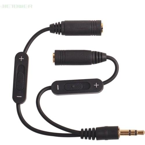 1 to 2 audio Earphone Y splitter line Control Voice volume 3.5mm Audio cable for iPhone iPod iPad with volume up down 100pcs/lot