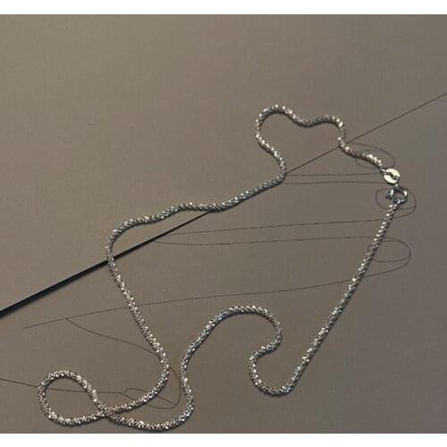 S925 5 Pcs/Lot Fashion Bright Simple Bling Chain Choker Necklaces Female Light Luxury For Women