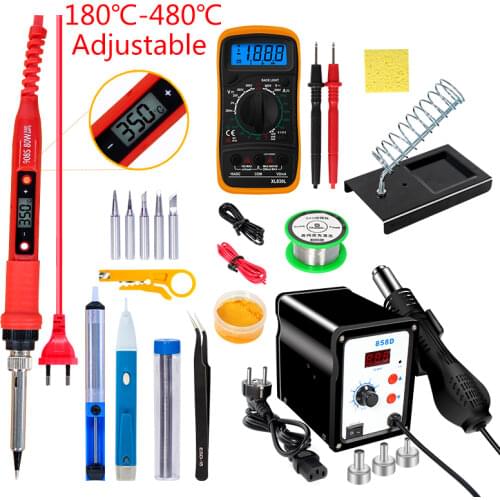 Solder Station 858D Electric Soldering Irons Hot Air Gun 750W SMD Rework Soldering Desoldering Welding Repair Welding Tool Kits
