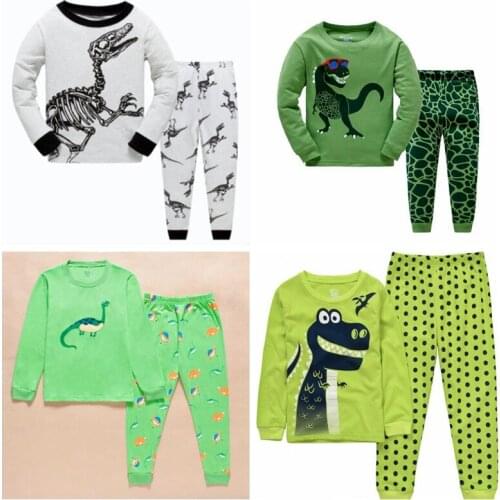 Dinosaur Baby Boys Pajamas Suit Cartoon Dino Children Sleepwear Clothes Sets Long Sleeve Tee Shirts Trousers Kids Pijamas Soft