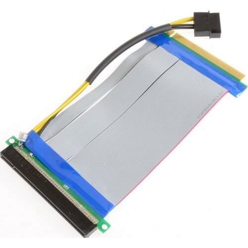 Riser PCI-E x16 pcie pci Express 16X to 16x Riser Extender Card with Molex IDE Power & Ribbon Cable adapter 20cm