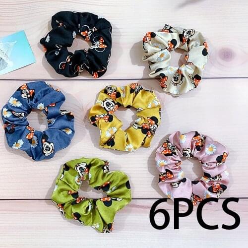 Disney Girl Hair Rope Minnie Mickey Mouse Lady Hair Ring Floral Daisy Exquisite Rubber Band Hair Loop Circle Girl Gift Headwear