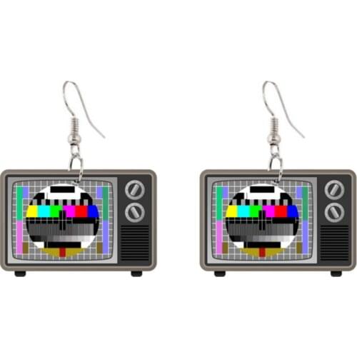 Retro style nostalgic TV game console electric guitar earrings