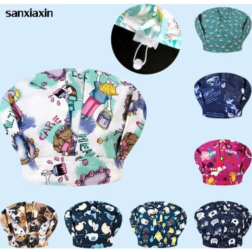 Dropship Restaurant Hotel Chef Puffy Hats Bakery Cooking Cap Cartoon Print Coffee Shop Waiter Work Caps Unisex Catering Chef Hat