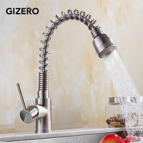 Brush Kitchen Faucet Pull Out Side Sprayer Dual Spout Hot and Cold Water Mixer Taps Kitchen Deck Mount Water Faucets ZR717