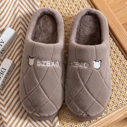 Plaid Slippers Men Home Couple Slippers2021 Winter Shoes Non-Slip Soft Warm House Slippers Indoor Bedroom Lovers Floor Shoes New