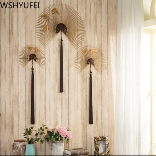 Modern Wrought Iron Fan Shape Wall Sticker Pendant Home Livngroom Wall Hanging Crafts Home Background Wall Decoration
