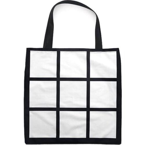 Sublimation Grid Tote Bag Blank White DIY Heat Transfer Sudoku Shopping bag Fabric Reusable Storage Handbag SN3496