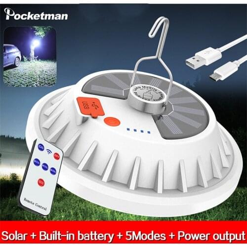 300W Solar Charge Rechargeable LED Bulb Lamp Remote Control Lantern Portable Emergency Night Market Light Outdoor Camping Home
