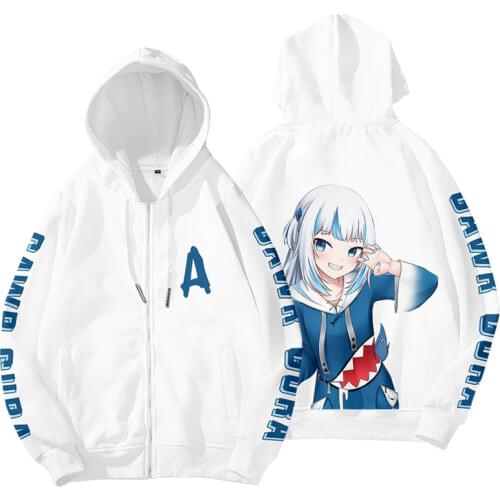 Hololive Gawr Gura Cosplay Cropped Hoodie Sweatshirts Autumn Fashion ENG Shark Harajuku Pullover Hooded Hoodies for Women Mens