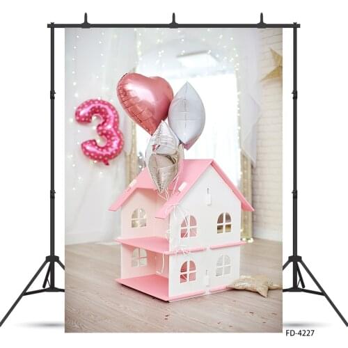 Photographic Backdrop String Lights Balloon Vinyl Cloth Background for Baby Room Children 3 Birthday Party Photocall Fond Photo