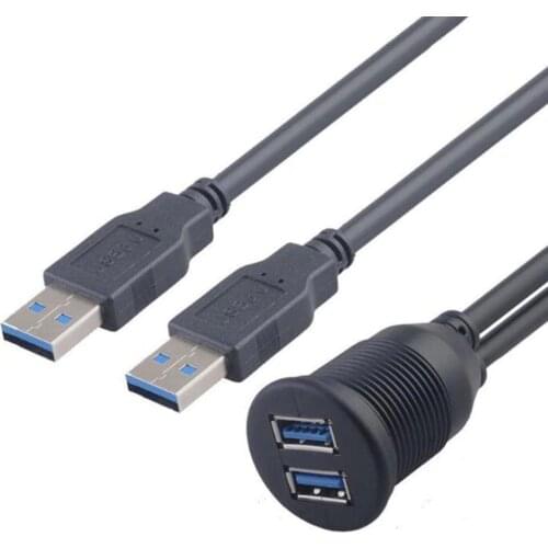 High Speed USB 3.0 Male to Female Flush Mount Panel Extension Cable for Car Truck Boat Motorcycle Dashboard Interface