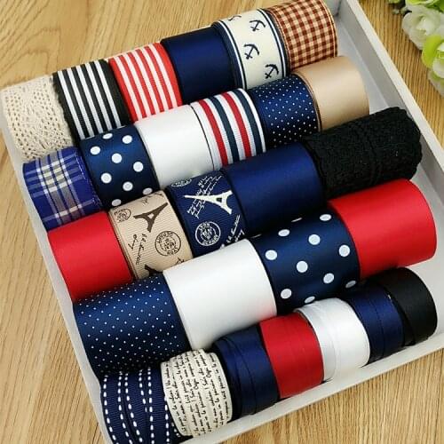 High Quality 28 Design Fachion Ribbon Set NEW STYLE! DIY Ribbon Set---Red & Dark Blue Color Mix Ribbon Set ( total 28 Meters)