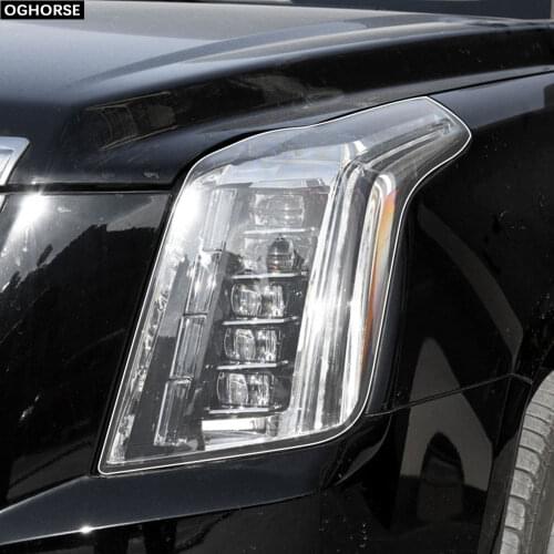 2 Pcs Car Headlight Protective Film Protection Transparent TPU Decal Sticker for Cadillac Escalade 2015-2020 Accessories