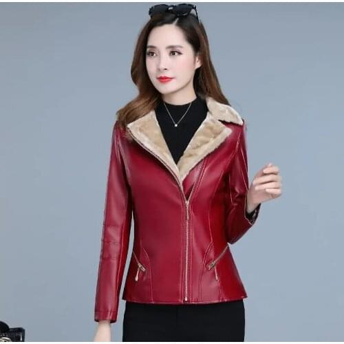 Female Fur Jacket 2021 Women New Thick Autumn Winter Short Slim Temperament Korean Version Suit Collar Leather Anti-season Coat