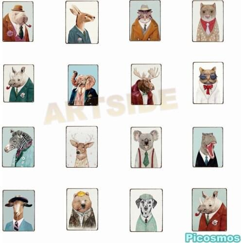 Animals Plaque Vintage Metal Tin Signs Home Bar Pub Decorative Metal Plates Wall Sticker Iron Art Poster