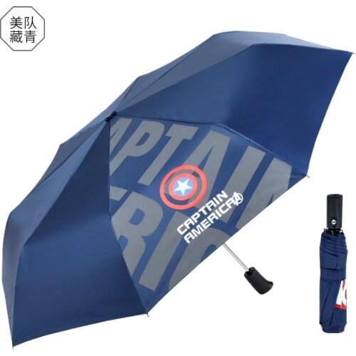 Captain America Large Folding Umbrella Rain Business Men Automatic Umbrellas Windproof Male Parasol Dark Blue And Black
