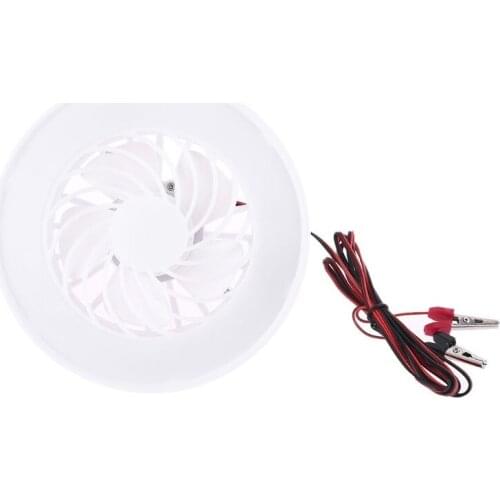 12V Ceiling Fan with LED Lamp Hanging Camping Tent Fan for Outdoor Hiking Home K3KB