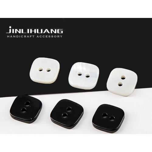 20pcs Square Shell Shirt Buttons 2-Holes Black White Natural Pearl Mother of Pearl MOP Shell Sewing for DIY Craft,Accessories