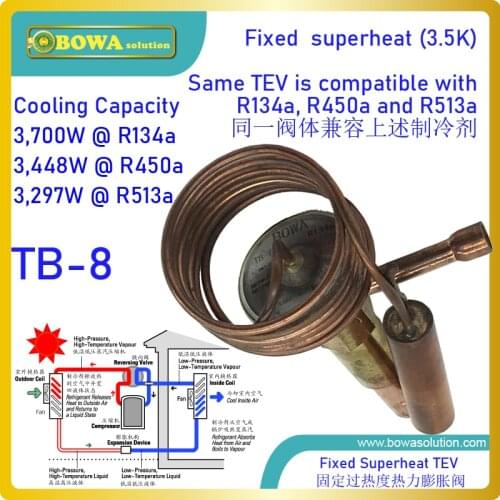 3.4KW R450a TEV with fixed superheat regulates the injection of refrigerant liquid into evaporator, easy to install & use