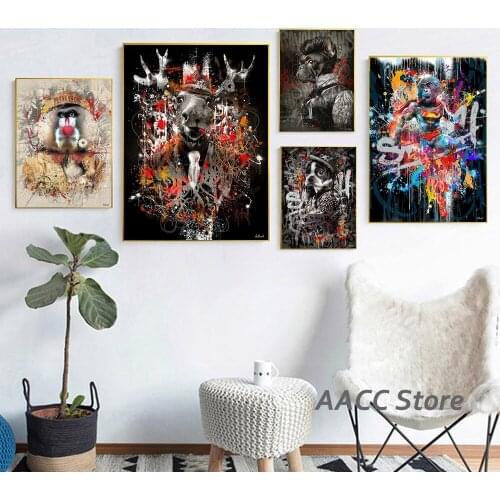 Anime AAVV Graffiti Wall Art Monkey Canvas Painting Animal Picture Modern Poster For Living Room Scandinavian Cuadros Home Decor