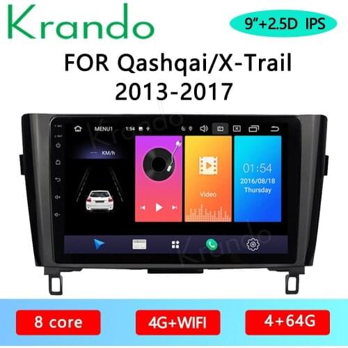 Krando Android 10.0 9" IPS Full Touch Car Multimedia Radio For Nissan Qashqai X-Trail 2013-2017 Audio DSP WIFI Navi Carplay