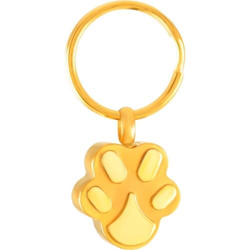 CMK2019 Golden Plating Always in My Heart Dog Paw Prints Ash Holder Keyring Jewelry Stainless Steel Cremation Key Chain llavero
