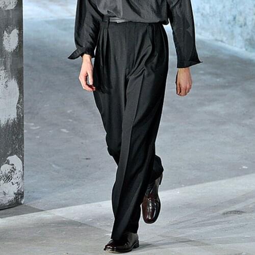 Mens casual pants 2021 spring and summer new fashion brand no iron popular pleated straight pants popular elegant pants