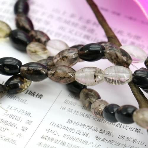 Olive shape 8x12mm black multicolor watermelon tourmaline loose beads 15" 2pc/lot DIY women jewelry wholesale