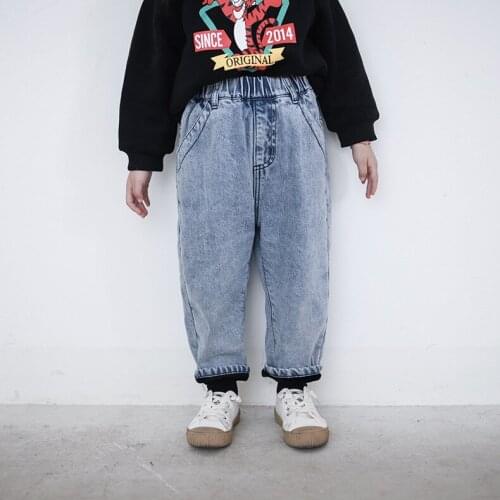 2 3 4 5 6 7 Years Kids Jeans Casual Plus Velvet Thicken Denim Pants for Girls Boys Trousers Autumn Winter Toddler Baby Pants New