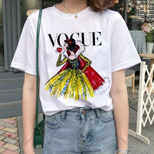 Disney Snow White T-shirts Women Summer Cute Vogue Tshirt Graphic 90s Fashion Top Tees Female Casual Harajuku Lady Women T-shirt