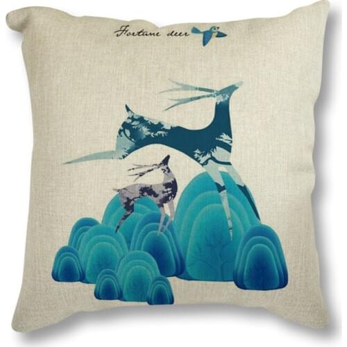 Seat Cushion Cotton Linen Cushion Christmas Deer Throw Pillow Sofa Car Bedroom Decorative Pillows 45x45cm Almofada Home Decor
