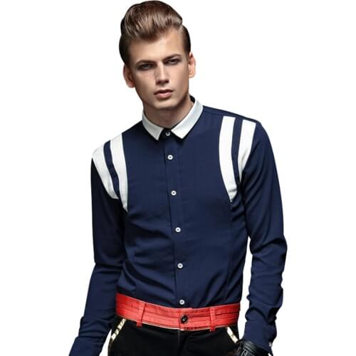 Fanzhuan New Free Shipping Male casual Mens fashion Autumn long sleeve shirts original design geometry blue shirt 14292