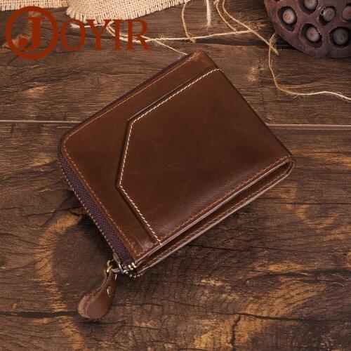 JOYIR New Men Wallet Genuine Leather Rfid Retro Purse Card Wallet Leather Male Coin Purse Credit Card Zipper Wallet For Man