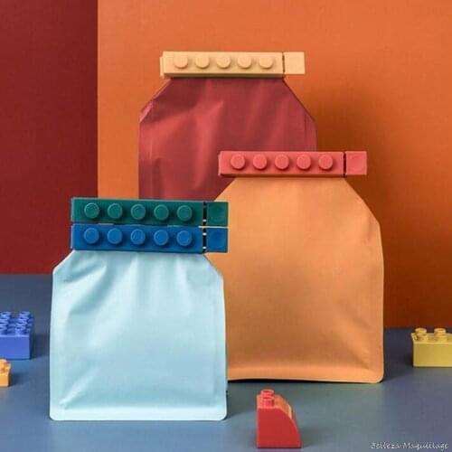 Creative Food Sealing Clip Kitchen Building Block Fresh-keeping Clip Snack Plastic Bag Moisture-proof Sealing 4 pcs Clips